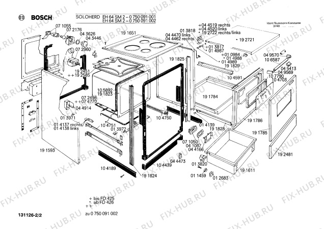 Схема №2 0750091002 EH64SM2 с изображением Переключатель для электропечи Bosch 00049528