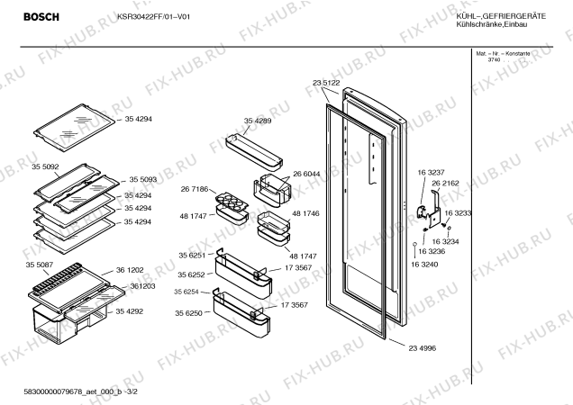 Взрыв-схема холодильника Bosch KSR30422FF - Схема узла 02