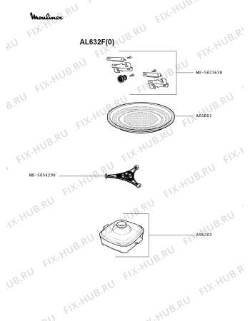 Взрыв-схема микроволновой печи Moulinex AL632F(0) - Схема узла MP002349.4P1