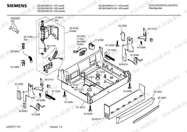 Схема №3 SE26A294EU с изображением Инструкция по эксплуатации для посудомойки Siemens 00588840