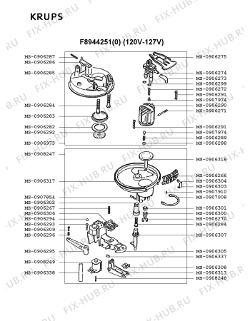 Взрыв-схема кофеварки (кофемашины) Krups F8944251(0) - Схема узла WP001871.6P4