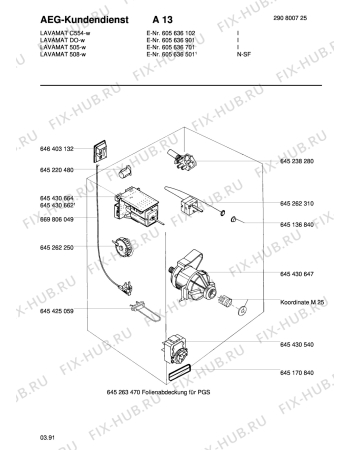 Взрыв-схема стиральной машины Aeg LAV505   W - Схема узла Electrical equipment 268