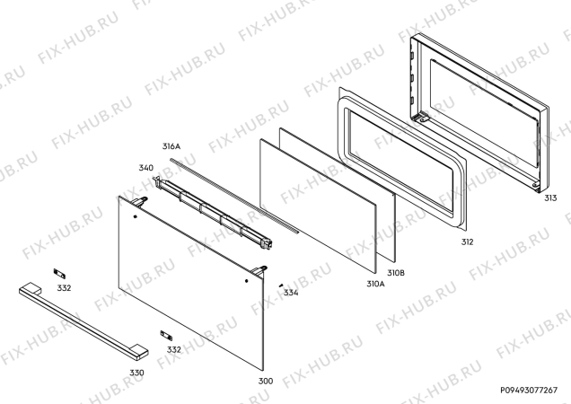 Взрыв-схема плиты (духовки) Aeg KMK565000M - Схема узла Door