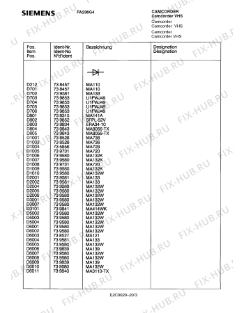 Схема №4 FA236G4 с изображением Плата для видеоаппаратуры Siemens 00739921