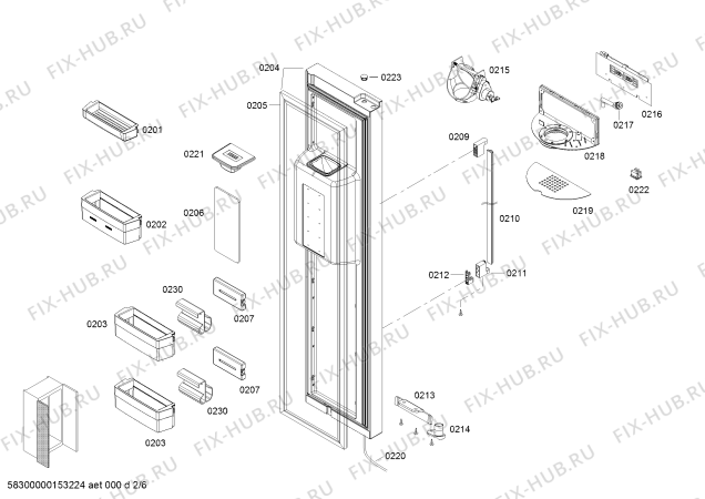 Взрыв-схема холодильника Bosch KAD62P91 - Схема узла 02