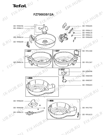 Взрыв-схема тостера (фритюрницы) Tefal FZ700035/12A - Схема узла XP003376.5P2