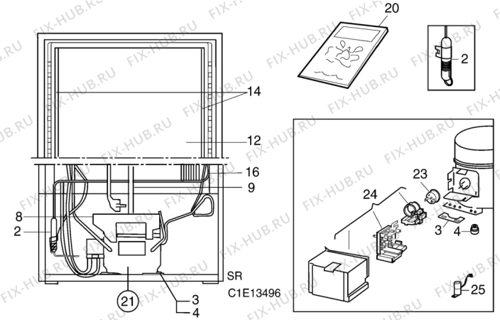 Взрыв-схема холодильника Electrolux AR8307C - Схема узла C10 Cold, users manual