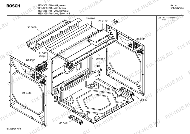 Взрыв-схема плиты (духовки) Bosch HEN3501 - Схема узла 05