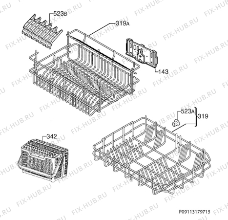 Взрыв-схема посудомоечной машины Zanussi ZDV91400FA - Схема узла Basket 160