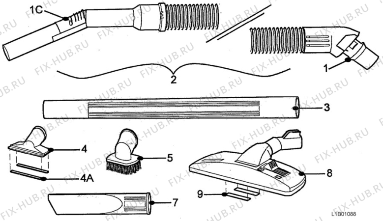 Взрыв-схема пылесоса Electrolux U2200 - Схема узла L10 Hose B