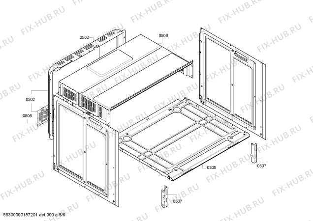 Взрыв-схема плиты (духовки) Bosch HBN331E6B - Схема узла 05