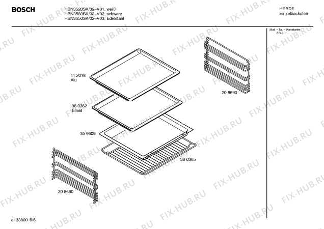 Схема №2 HBN3560SK с изображением Инструкция по эксплуатации для электропечи Bosch 00527984