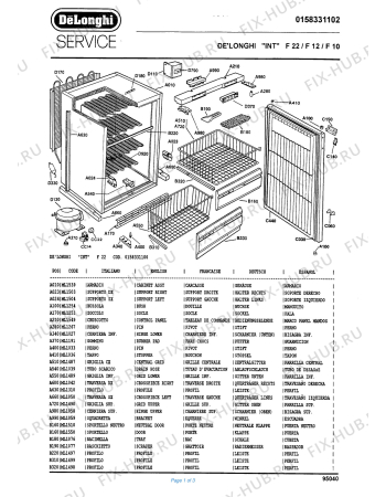 Схема №1 F 10 с изображением Часть корпуса для холодильника DELONGHI ML1194