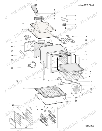 Взрыв-схема плиты (духовки) Indesit I6VV2AXAUS (F084791) - Схема узла