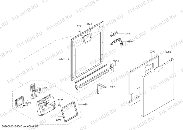 Взрыв-схема посудомоечной машины Bosch SMS86L02DE Exclusiv - Схема узла 02