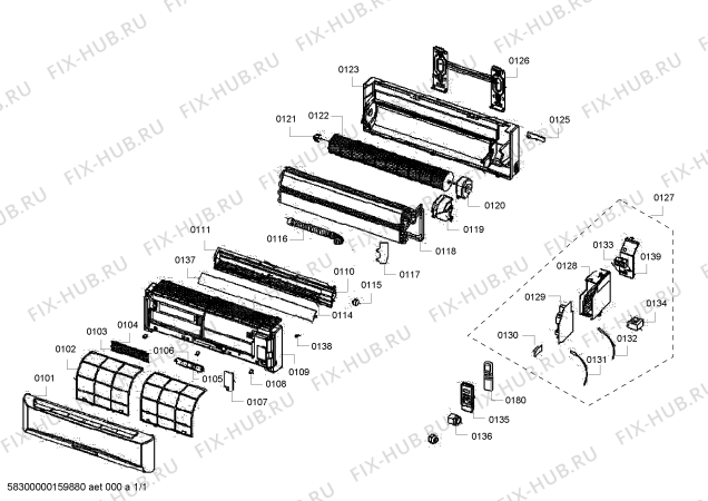 Схема №1 S1ZDI12201 12000 BTU.İNDOOR с изображением Модуль управления для сплит-системы Siemens 00708354