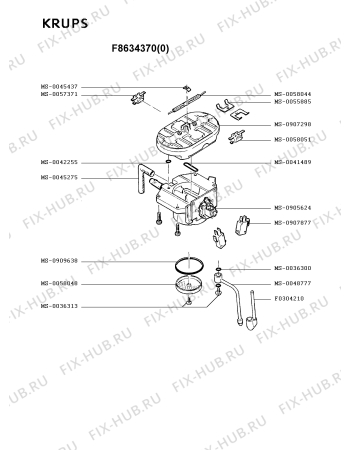 Взрыв-схема кофеварки (кофемашины) Krups F8634370(0) - Схема узла MP001834.6P4