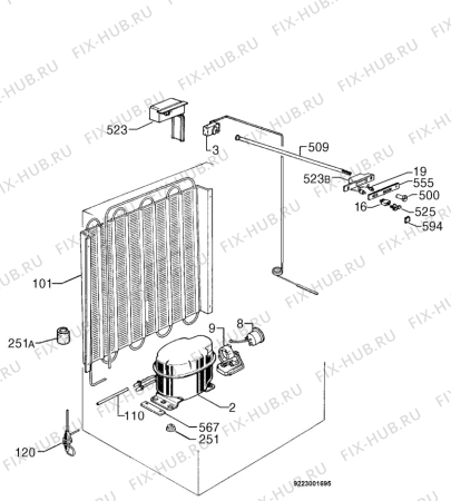 Взрыв-схема холодильника Lloyds 756/261 - Схема узла Cooling system 017