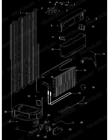 Взрыв-схема холодильника Tricity Bendix EBDF107 - Схема узла Cooling system 017