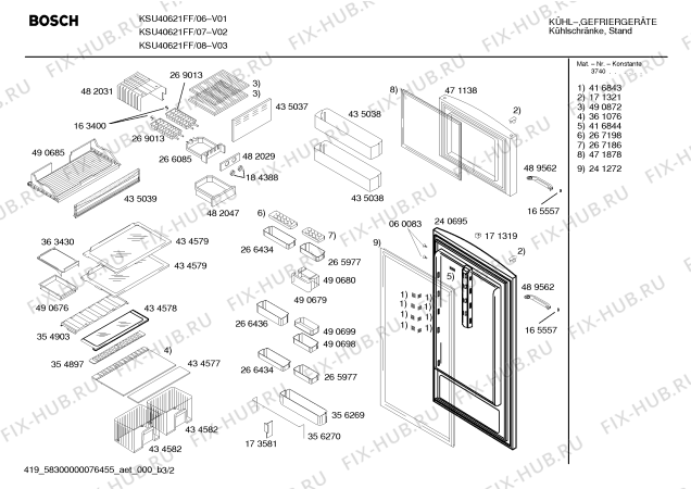 Схема №1 KSU40621FF с изображением Заливной шланг для холодильника Bosch 00173137