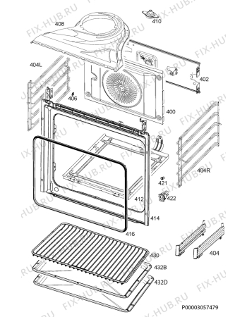 Взрыв-схема плиты (духовки) Electrolux EOB6851BAX - Схема узла Oven