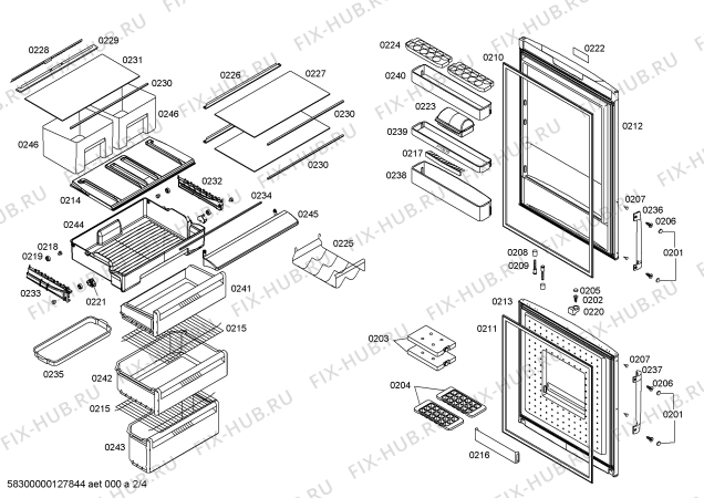 Схема №2 P1KNB4620A с изображением Дверь для холодильника Bosch 00246397