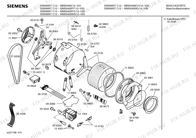 Схема №1 WM50400IG SIWAMAT C12 с изображением Инструкция по эксплуатации для стиральной машины Siemens 00520481