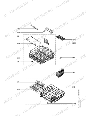 Взрыв-схема посудомоечной машины Aeg Electrolux FAV44080IW - Схема узла Baskets, tubes 061