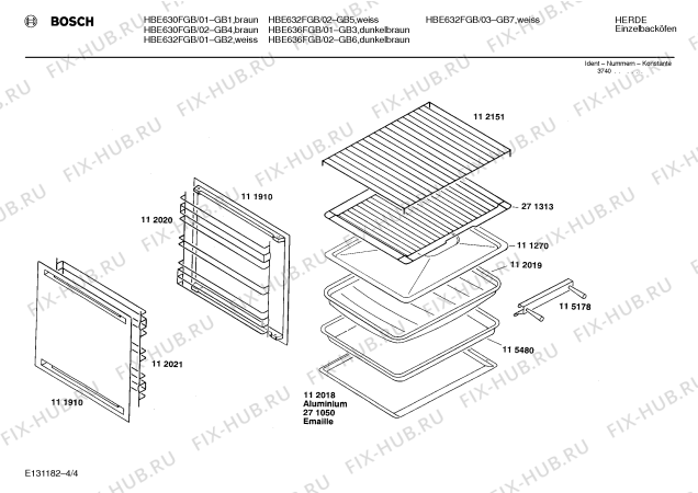 Схема №3 HBE630BGB с изображением Панель для плиты (духовки) Bosch 00271726