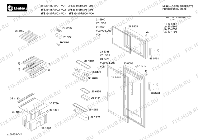 Схема №1 3FS3641SR1 с изображением Дверь для холодильной камеры Bosch 00238009