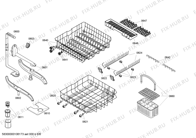 Взрыв-схема посудомоечной машины Siemens SE6CFE1GB - Схема узла 06