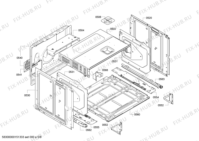 Взрыв-схема плиты (духовки) Bosch HEB73D450 - Схема узла 05