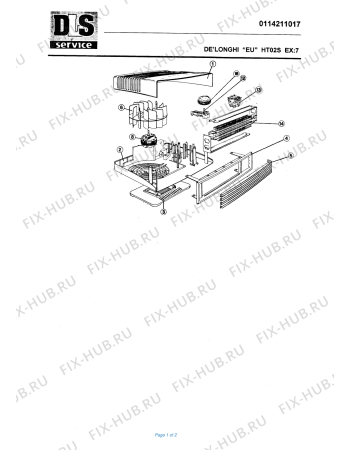 Схема №1 T02S Execution:7 с изображением Решетка для ветродува DELONGHI 7014000000
