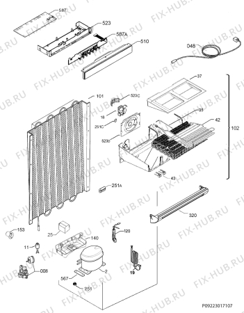 Взрыв-схема холодильника Aeg AGN71000S0 - Схема узла Cooling system 017