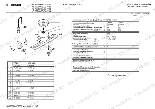 Взрыв-схема холодильника Bosch KSR2700GB - Схема узла 03