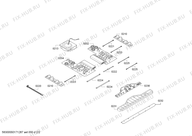 Взрыв-схема плиты (духовки) Bosch PIV675N17E IH6.1 - Flex - Схема узла 02