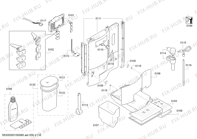 Схема №1 TES70351CH VeroBar 300 с изображением Переключатель для электрокофемашины Bosch 00622786