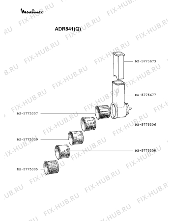Взрыв-схема мясорубки Moulinex ADR841(Q) - Схема узла XP002440.5P2