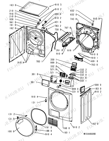 Схема №1 AZA HP 8781 с изображением Обшивка для стиралки Whirlpool 481010452883