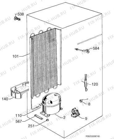 Взрыв-схема холодильника Zanussi Z52/6W - Схема узла Cooling system 017