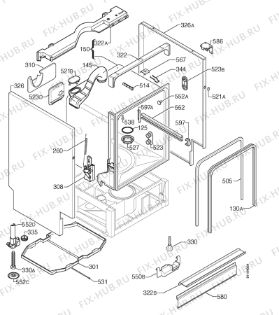 Взрыв-схема посудомоечной машины Zanussi DWS6837 - Схема узла Housing 001