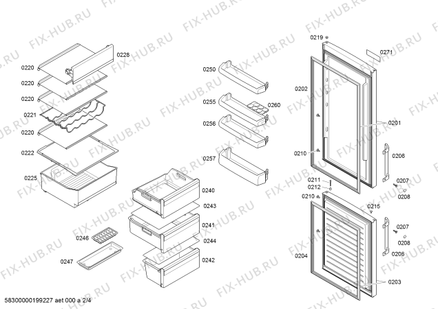 Схема №1 3KF6860W с изображением Дверь для холодильной камеры Bosch 00716059