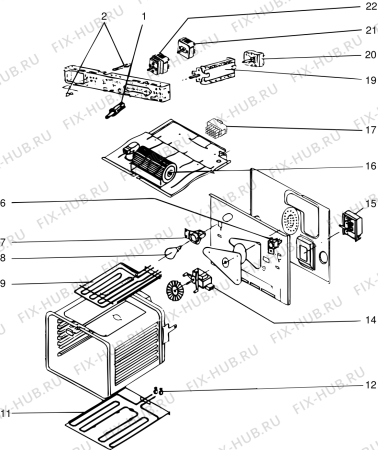 Взрыв-схема плиты (духовки) Indesit F4604CF (F008840) - Схема узла
