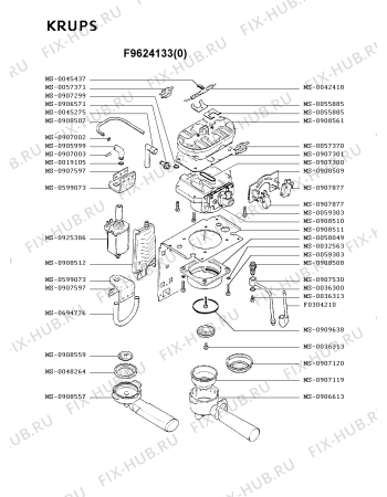 Взрыв-схема кофеварки (кофемашины) Krups F9624133(0) - Схема узла KP001881.2P2