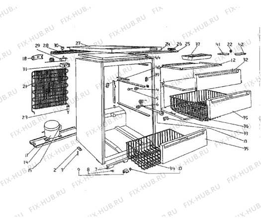 Взрыв-схема холодильника Tricity Bendix 125FC - Схема узла Cabinet + furniture (extra)