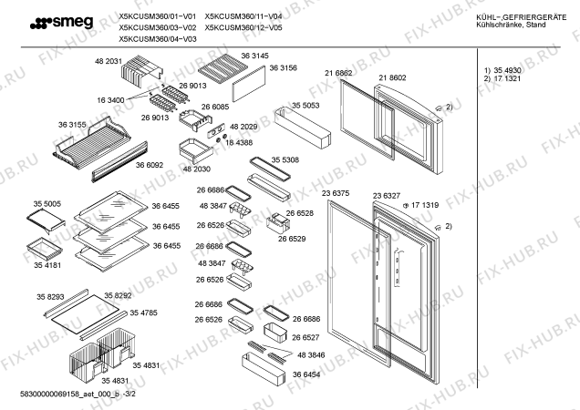 Схема №2 X5KCUSM360 с изображением Кронштейн для холодильника Bosch 00483846