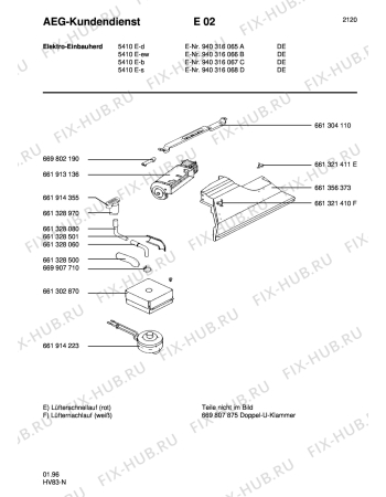 Взрыв-схема плиты (духовки) Aeg 5410E-S - Схема узла Section1