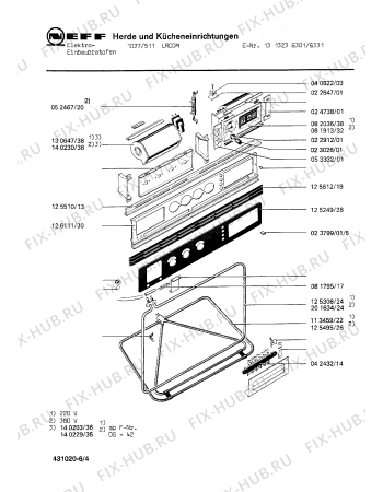 Взрыв-схема плиты (духовки) Neff 1313236301 1037/511LRCDM - Схема узла 04