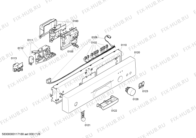 Схема №1 SGS53C12UK с изображением Передняя панель для посудомойки Bosch 00449682