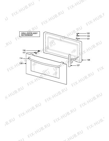Взрыв-схема плиты (духовки) Zanussi Electrolux ZCG5001XN - Схема узла H10 Grill door assy